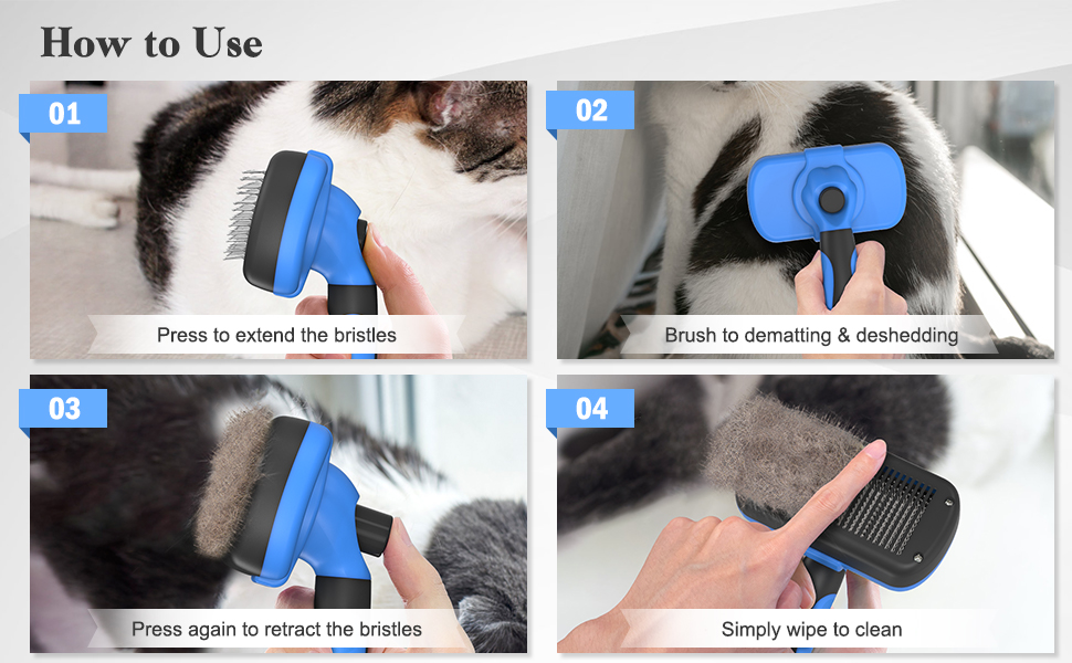how to use Swihauk Self Cleaning Slicker Brush